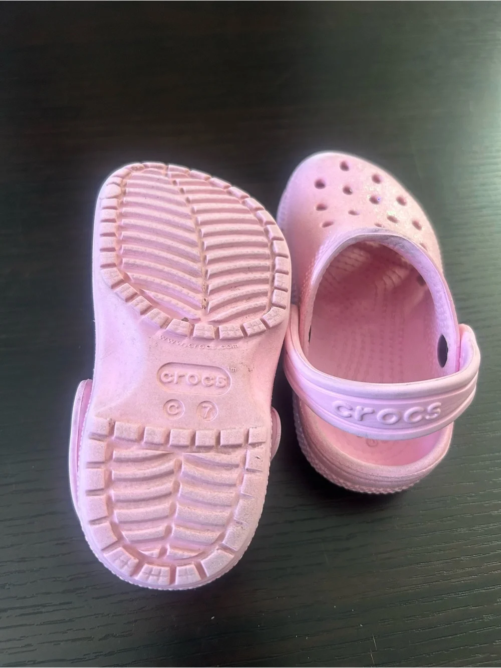 Crocs classic Kids Glitter Pink Clog Sandals with Heel Strap